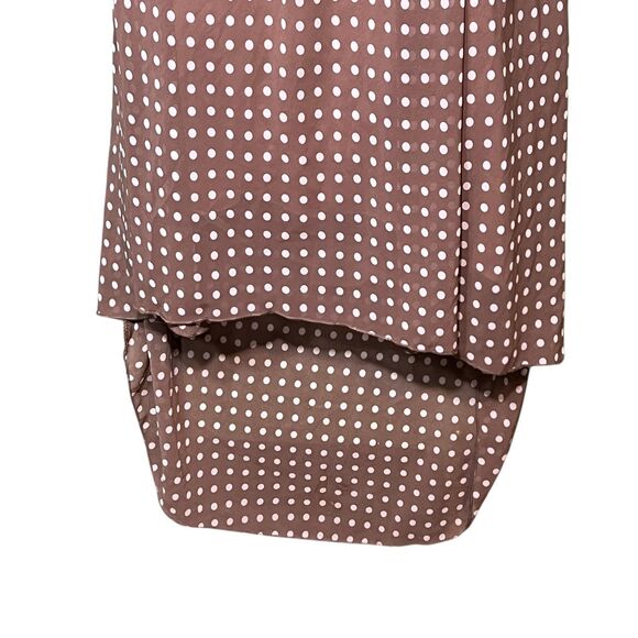 BCX Dress Womens Size 9 Brown White Polka Dot Sleeveless High Low Made USA Retro - Picture 11 of 12